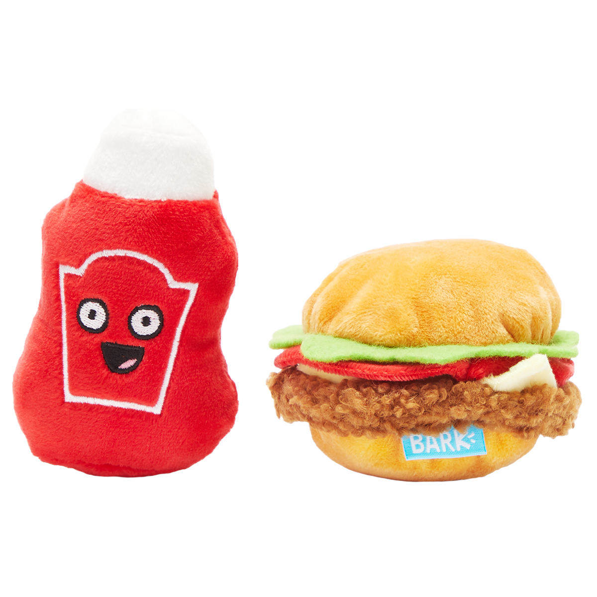 Cookout Burger and Ketchup Plush Multi-Part Dog Toy