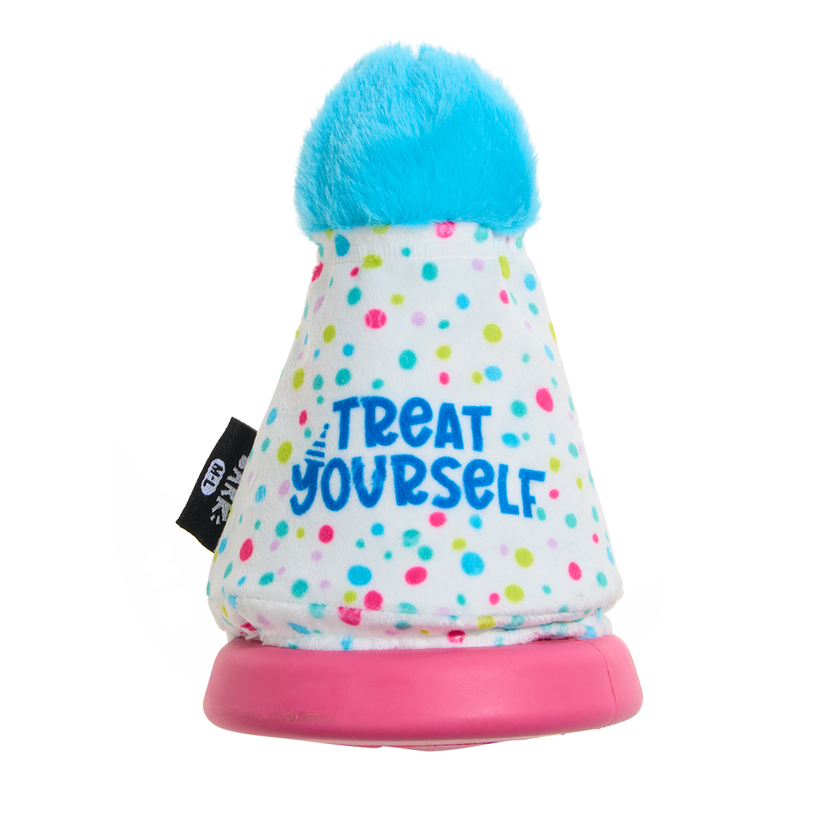 Treat Yourself Party Hat Super Chewer Durable 2-in-1 + Enrichment Dog Toy