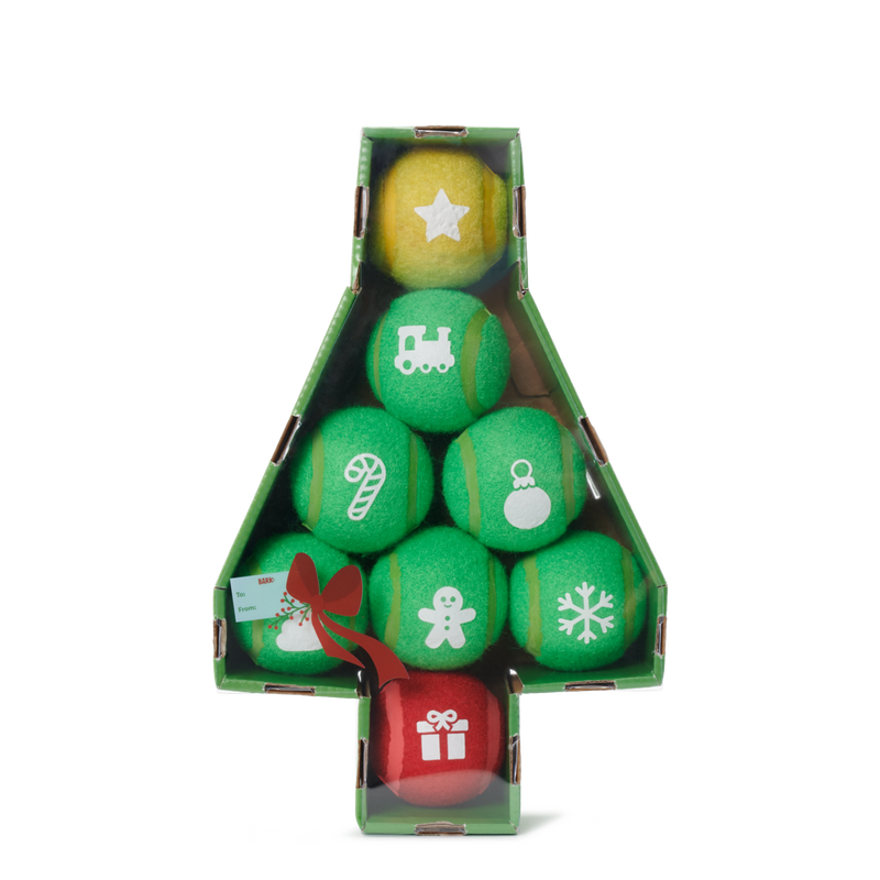 Deck The Balls Plush 8 Squeaky Tennis Balls Fetch Dog Toy