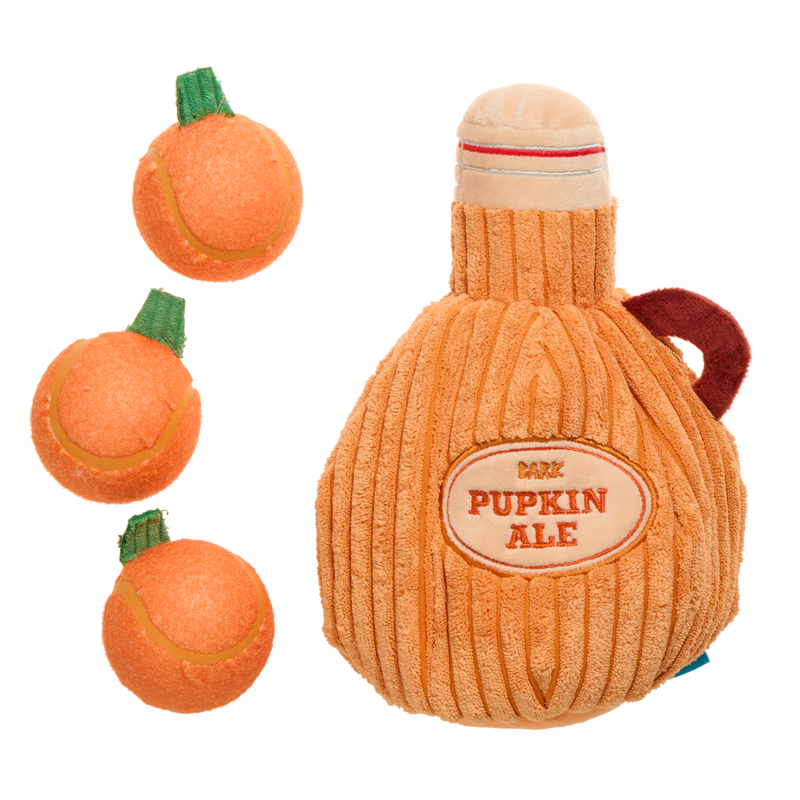 Pupkin Ale Growler Plush Multi-Part + Fetch + Enrichment Dog Toy