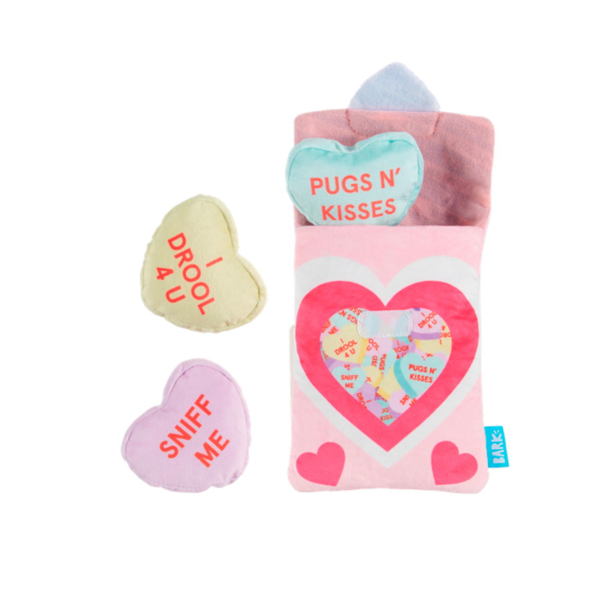 Squeak Hearts Plush Multi-Part + Enrichment Dog Toy