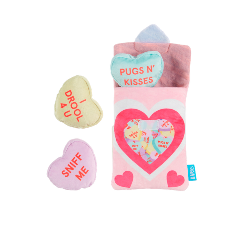 Squeak Hearts Plush Multi-Part + Enrichment Dog Toy