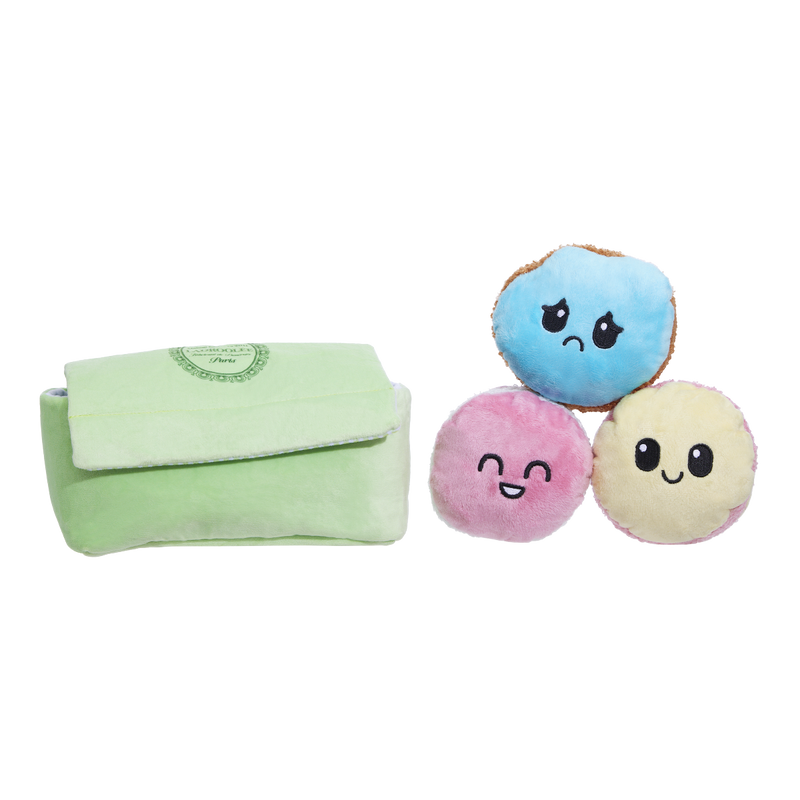 Wee Wee Macaroon Plush Multi-Part + Enrichment Dog Toy