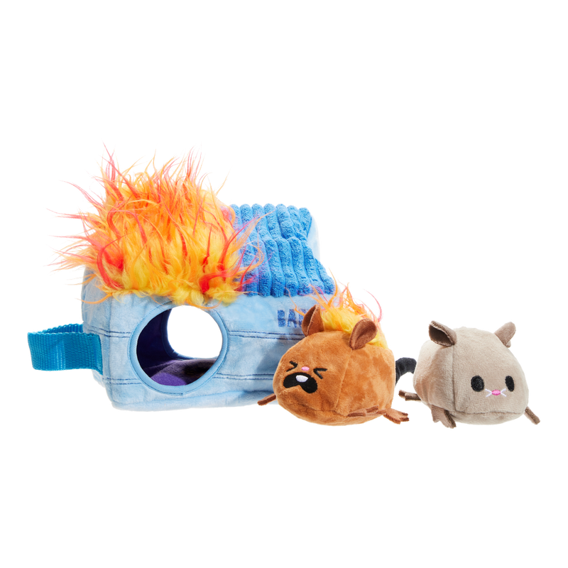 Hide n' Squeak Dumpster Fire Plush Multi-Part + Enrichment Dog Toy