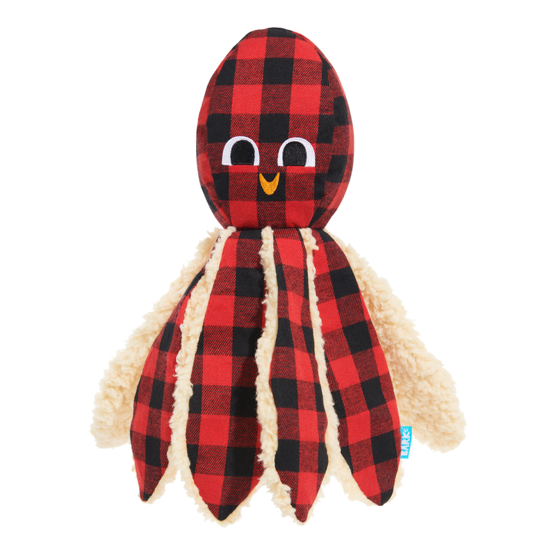 Plaid Ollie the Octopus Whip-n-Flip Plush Tug Dog Toy