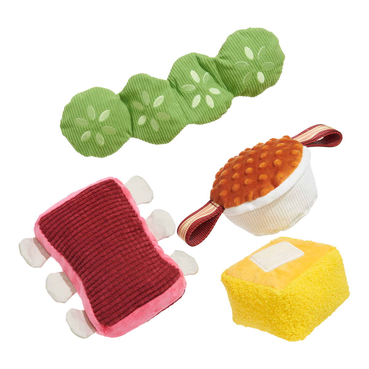Squeak & Three Plush Multi-Part Dog Toy