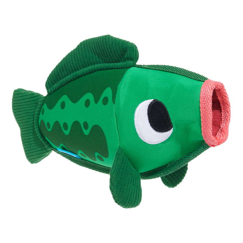 Big Squeak Bass Plush Tug + Enrichment Dog Toy
