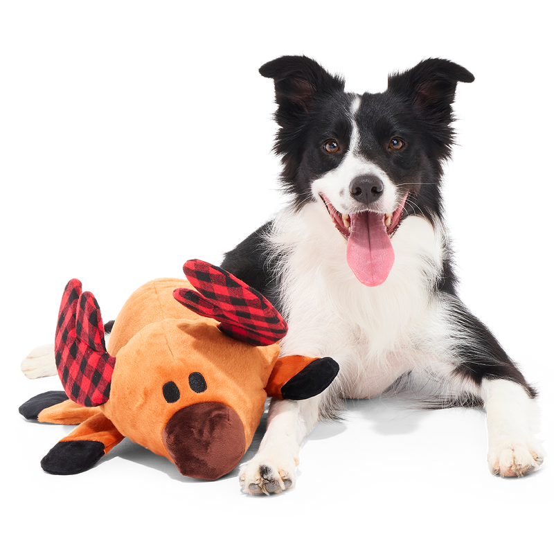Buffalo Plaid Blitzen Plush Extra-Large + Tug Dog Toy