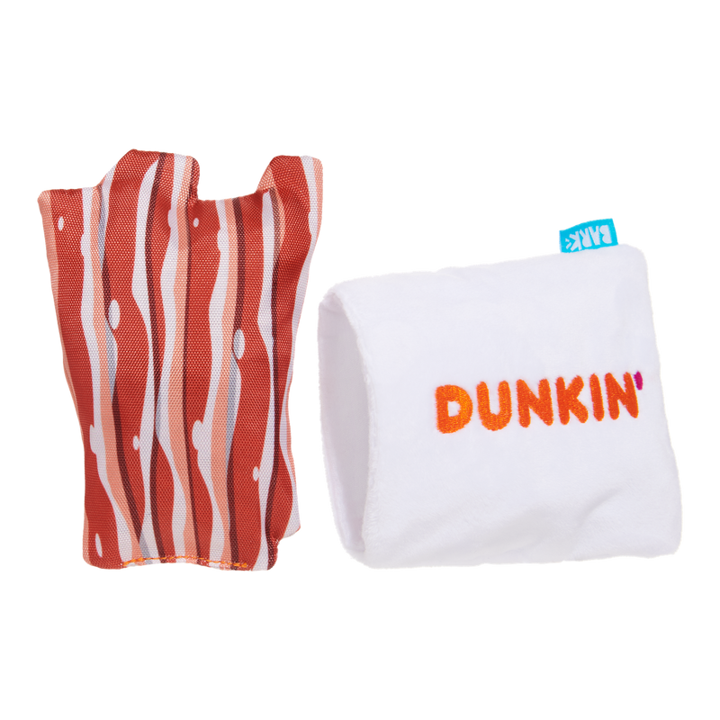 Dunkin'® Snackin' Bacon Plush Multi-Part + Enrichment Dog Toy