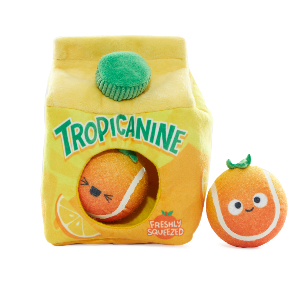 Fresh Squeaked OJ Plush Multi-Part + Enrichment + Fetch Dog Toy