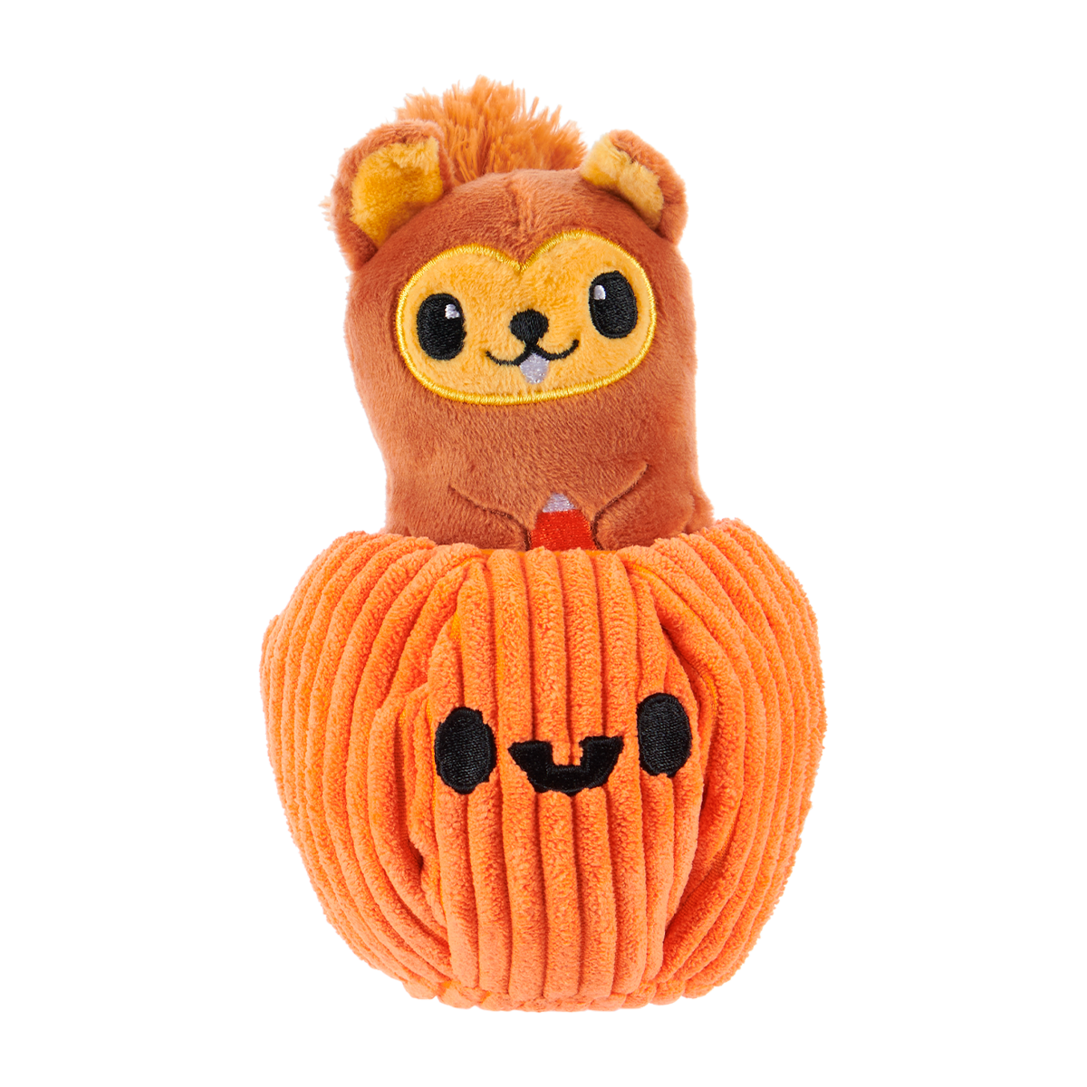 Squirrel-O-Lantern Plush Multi-Part + Enrichment Dog Toy