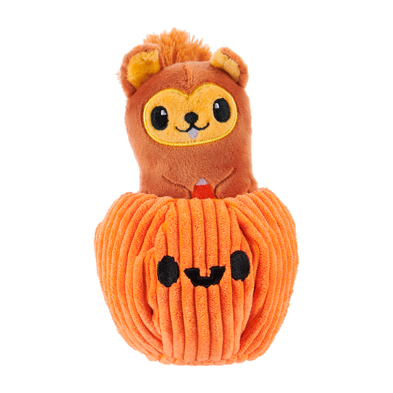 Squirrel-O-Lantern Plush Multi-Part + Enrichment Dog Toy