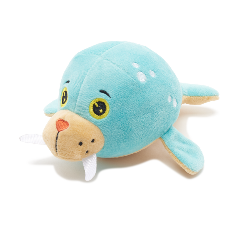 Blue Walrus Plush Tug + Fetch Dog Toy