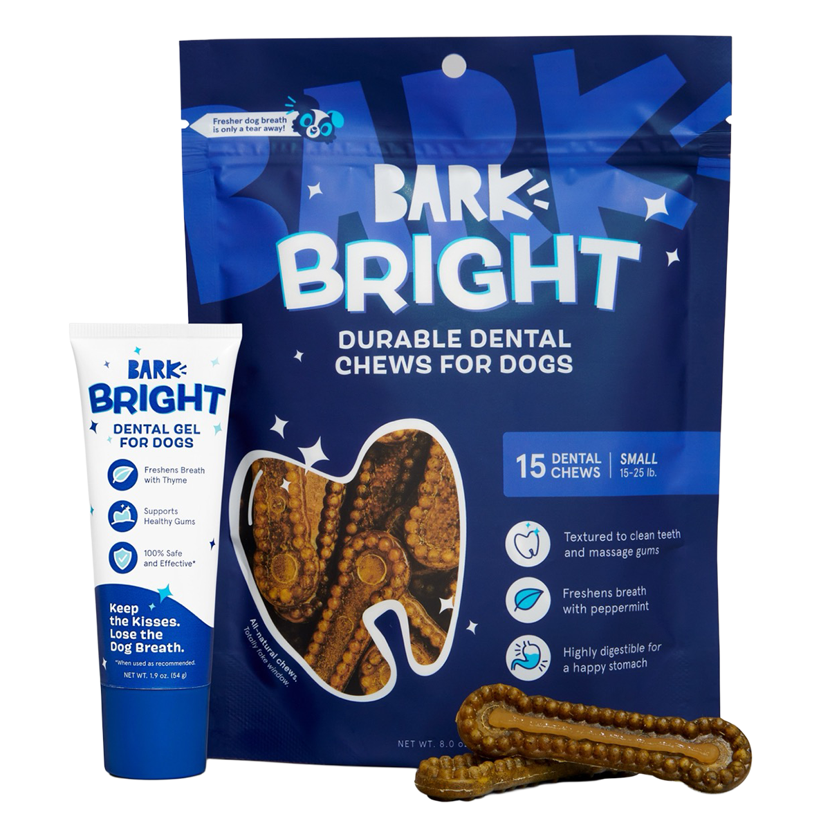 Bright Durable Dental Kit, 15 Ct Chews + Toothpaste