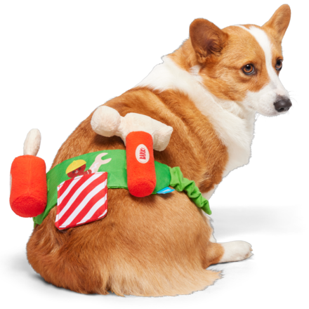 Do-It-Your-Elf Toolbelt Wearable Multipart Plush Tug Dog Toy