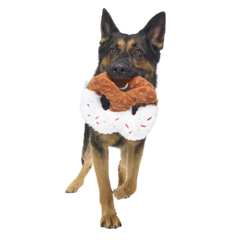 White Christmas Pretzel Plush Tug Dog Toy